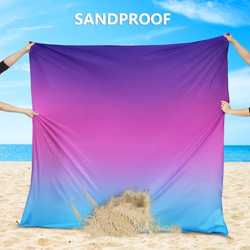 Image of WIWIGO Beach Blanket Waterproof Sandproof Beach Mat 79 inch X 83 inch /10'x9'for 2-8 Adults Quick Drying Outdoor Picnic Mat Beach Accessories for Travel, Camping, Hiking