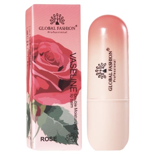 Global Fashion Korean Lip Balm - 4 Flavours Deeply Moisturizing Non-Sticky Formula Natural Ingredients Smooth & Nourished Lips Colorless Unisex Daily Lip Care (3.8g Rose)