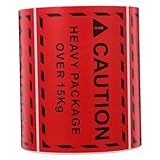 Luxshiny 500pcs Red Heavy Duty Shipping Warning Labels 15kg Overweight Adhesive Stickers for Package Handling and Industrial Shipping Safety