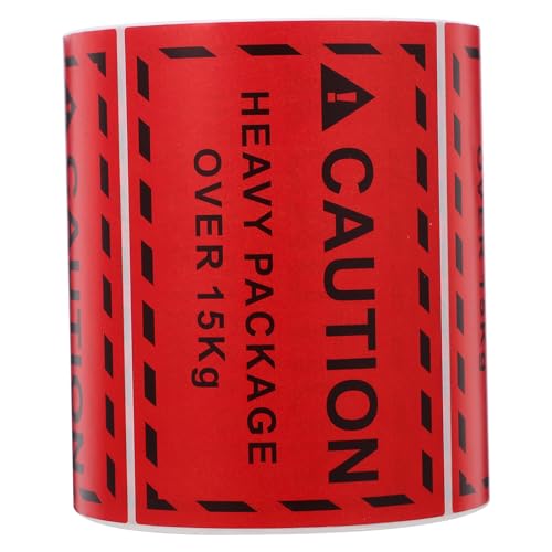 Luxshiny 500pcs Red Heavy Duty Shipping Warning Labels 15kg Overweight Adhesive Stickers for Package Handling and Industrial Shipping Safety