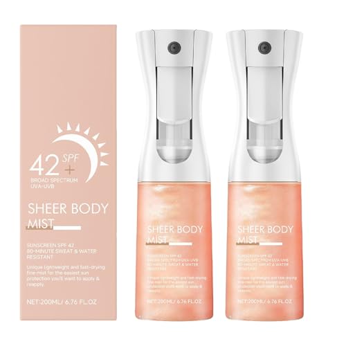 Sunglaze Sheer Body Mist Sunscreen SPF 42 Sunglaze Translucent Body Spray Sunscreen Infused with Shimmering Body Oil Hydrating Mist Hydrates Brightens Gives Skin a Glowy Finish Fast-Absorbing