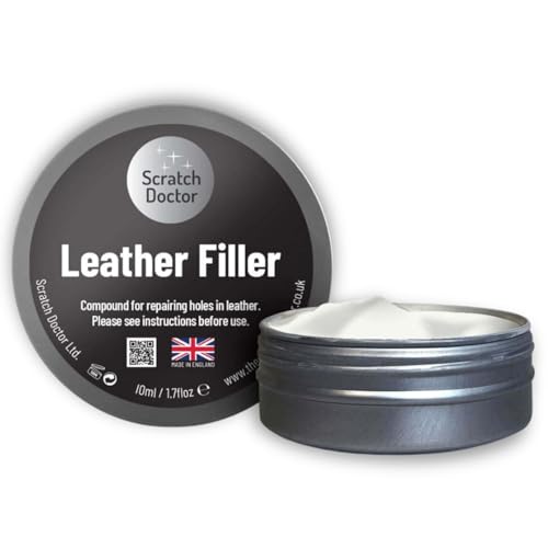 Scratch Doctor Leather Filler Repair Compound Fill Holes Cracks Scratches Scuffs on Leather Furniture Car Seats Shoes and Bags (White, 10ml)