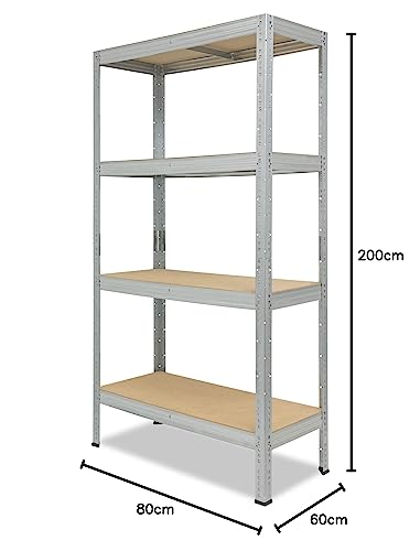 shelfplaza® 200x80x60cm Pro Estanteria galvanizada/Estanterias metalicas 4 baldas/Estanterías Fuertes Capacidad Carga 200kg / Estanteria de pie Resistente y Estante de Almacenamiento Garaje - imagen 2