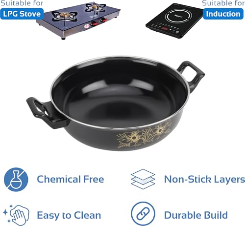 Image of Food Grade Kadhai with Stainless Steel Lid | Non Stick Finish