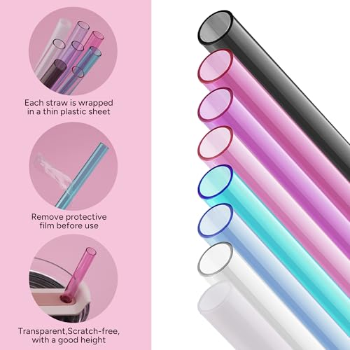 Image of Replacement Straw Compatible with 40 oz Stanley Quencher Tumbler, 12 Inch Extra Long Reusable Plastic Straws for 40 Oz Cup, White-6 Pack