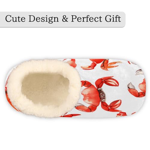 Pardick Fuzzy House Slippers for Women Men, Crab Ocean Anti-Slip Fleece Lined Shoes, Home Bedroom Indoor Slippers with Plush Lining, Crabs Warm Slippers3