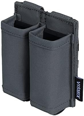 VISMIX Pistol Magazine Pouch, Double 9mm Mag Pouch with Quick Release Kydex Insert and MOLLE Compatible (Gray)