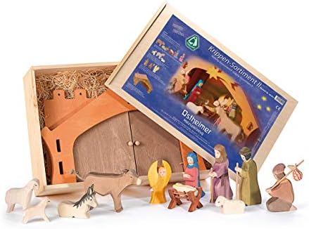 Ostheimer Weihnachtskrippe Sortiment II - 13-teiliges Krippenset Aus Holz