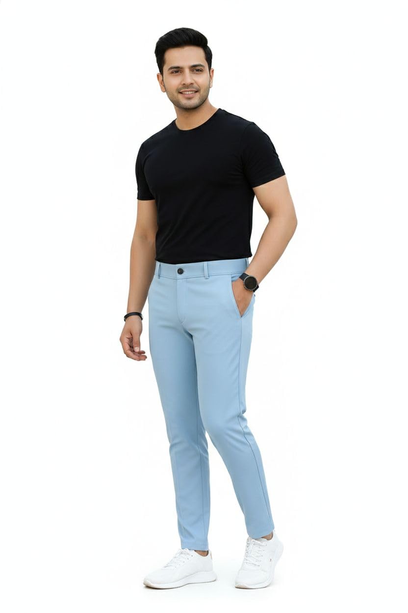 Regular Fit Lycra Blend Men's Trousers-picture-10