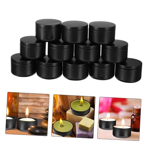 Latas redondas de aluminio PRETYZOOM para hacer velas hechas a mano: 12 botes de 50 ml duraderos 5