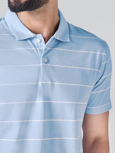 Image of XYXX Iinea Men's Stripe Cotton T-Shirt | Polo Collor Tshirts | Half Sleeves | Stripe-Slim Fit