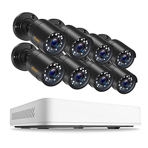 Anlapus H.265+ 1080p Home Wired Security Camera System Outdoor, 8 Channel 5MP Lite CCTV DVR with 8pcs 1080p HD Weatherproof Surveillance Cameras