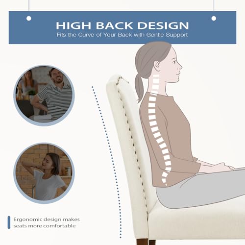 DUMOS Dining Chairs Set of 2, Moden Leather Kitchen Table Chairs with Wooden Legs and Padded Seat for Dining Room/Kitchen/Living Room/Restaurant, Beige