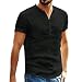 Modaworld Maglietta Estiva da Uomo Manica Corta in Lino di Cotone con Bottoni Camicia Uomo con Collo in Piedi Casual Tinta Unita Magliette Larghe