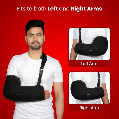 Image of Dr.Ortho Arm Sling Tropical Support Brace | Shoulder Support for Fracture, Immobilization, Prevents Shoulder Dislocation, Skin Friendly & Breathable Material | Black - Small