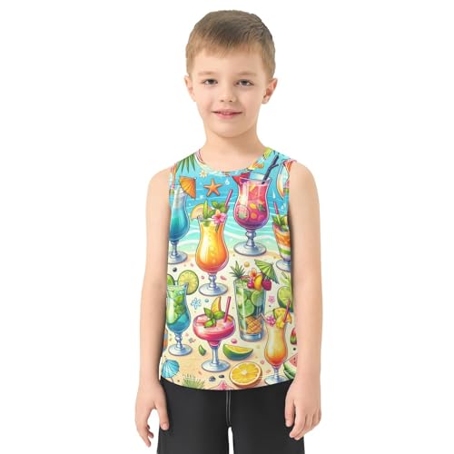 susiyo Summer Cocktail Pattern Boys Sleeveless Tank Top Girls Athletic T Shirt2