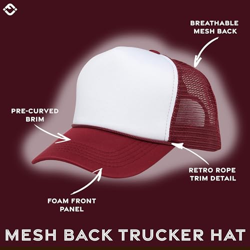 Image of Funky Junque Foam Trucker Hat, Trucker Hats for Women & Men - Blank Adjustable Snapback Mesh Back Baseball Cap