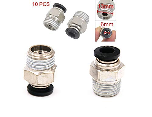 1/4" Pt Male Thread 6Mm Straight Pneumatic Push In Quick Fitting Connectors For Petf Tube 10Pcs #TOP1