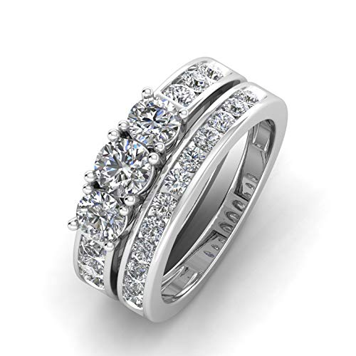 1.50ctw Diamond Three Stone Bridal Set in 10k White Gold3