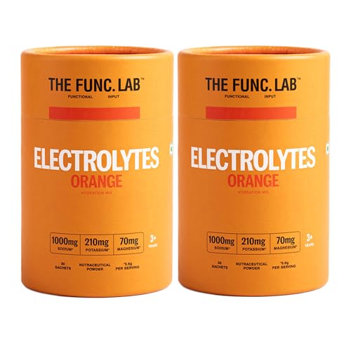 Image of The Func. Lab Daily Electrolytes - Salty Orange Pack Of 2 | 30 Sachets Each | Instant Hydration Powder with Sodium, Potassium, Magnesium | Sugar-Free, No Preservatives | Instant Energy & Recovery Drink