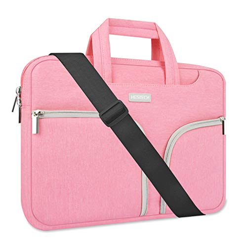 HESTECH Chromebook Case,11.6"-12.5 inch Polyester Laptop Sleeve Bag Handle/Shoulder Strap/Pockets for Acer Dell HP Samsung Toshiba ASUS C202 L210/Microsoft Surface Pro 7/3/4/5/6,Pink
