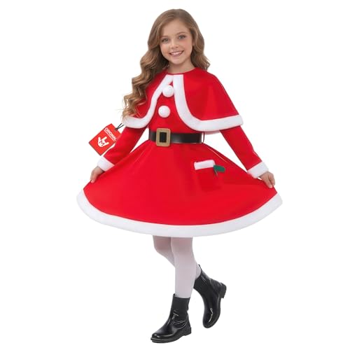 Morph Kids Santa Costume, Mrs Claus Costume For Girls, Santa Claus Outfit For Kids, Holiday Dress Up Fun, Small