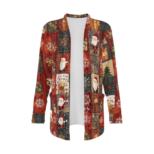 Image of Fall Maple Leaf Cardigan Sweaters for Women Long Sleeve Cardigan Soft Drape Open Front Dusters V-Neck Jackets Dressy