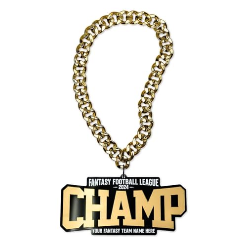TrophySmack Fantasy Football 'Champ' Custom Turnover Chain - Chrome Gold & Black Acrylic