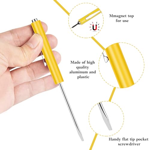 Image of 12 Pieces Pocket Screwdriver Mini Tops And magnetic pocket screwdriver with A Single Blade Head for Mechanical, Electrician (yellow)