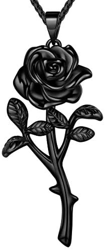 beautlace Rose Necklaces Black Gun Plated Flower Pendant Elegant Jewelry Gifts for Women KP0072K