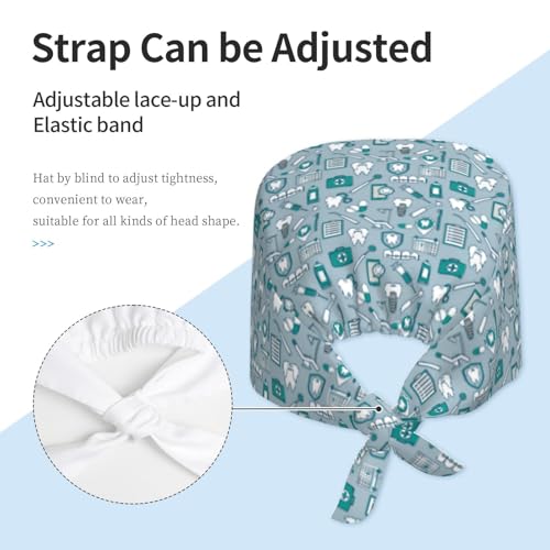 Image of Surgical Caps Men Women, Scrub Cap with Sweatband Adjustable