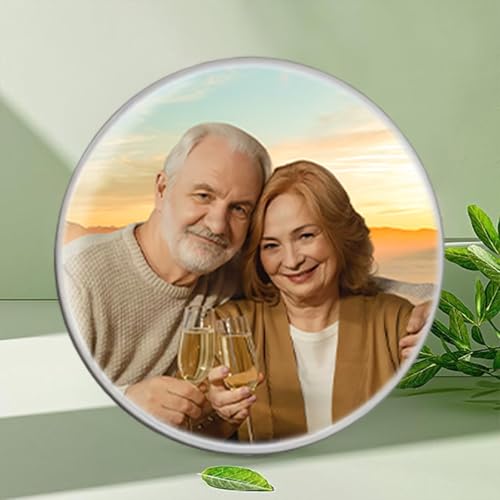 Image of ADFSTONE Personalized Ceramic Photo for Headstone,Waterproof Picture Frame for Grave,Custom Cemetery Tombstone Pictures,Porcelain Funeral Portrait,Memorial Monument Photo for Burial Stone Round