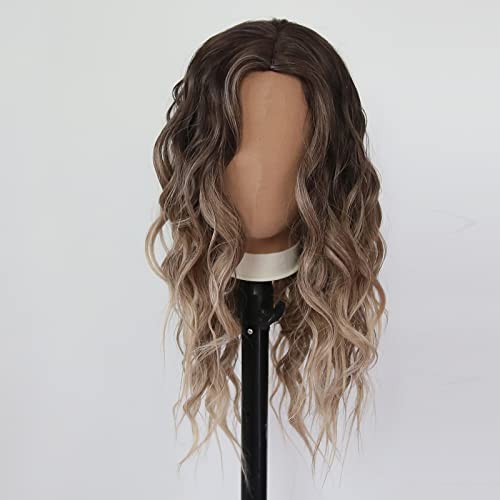 Towarm Ombre Blonde Wigs for Women Long Wavy Synthetic Wigs for Women Middle Part Glueless High Temperature Fiber Cosplay Daily Wear Wig (YKW 245) - Image 3