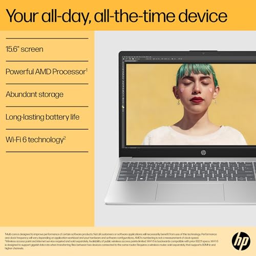 HP 15.6” Laptop | AMD Ryzen 5 7520U Processor | 16 GB RAM | 1 TB SSD | AMD Radeon Graphics | FHD Display | Up to 11.5 hrs battery | Dual Speakers | Windows 11 | Silver | 15-fc0002sa - Image 2