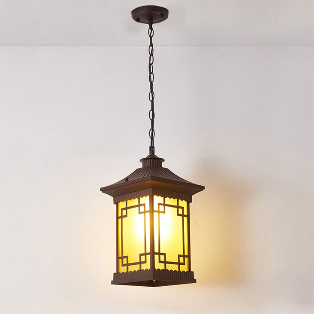 Lampy wiszące, chińska wodoodporna retro latarnia zewnętrzna żyrandol ogrodowy e27 kwadratowe japońskie metalowe lampy wiszące w stylu vintage korytarz alejek oświetlenie ganku