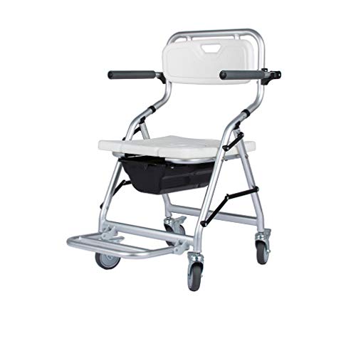 Chaise de douche mobile avec roulettes et dossier pour fauteuil roulant, largeur 41 cm