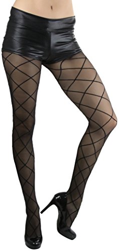 Image of ToBeInStyle Women's Argyle Checkered Diamond Rhombus Net Opaque Sheer Tights Pantyhose