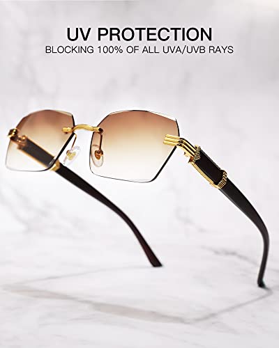Pro Acme Rimless Rectangle Sunglasses for Men Women Hexagon Shade Eyewear Frameless y2k Glasses4