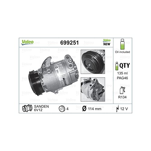 Valeo Sprężarka, Klimatyzacja, Napełniona Olejem, 699251