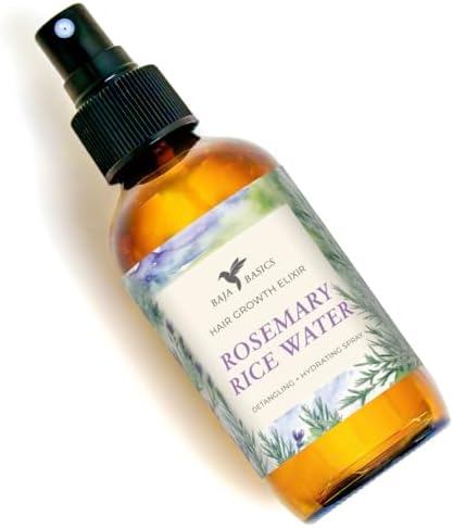 Baja Basics Rosemary Rice Water for Hair Care - Longsheng Rice Water Spray & Rose mary Essential Oil - Rosemary Oil for Hair - Strengthening, Thickening & Hydrating Dry Hair for Men & Women - 4oz