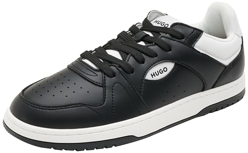 HUGO Hommes Hadrian Tenn Baskets en similicuir blanc à lacets avec logos