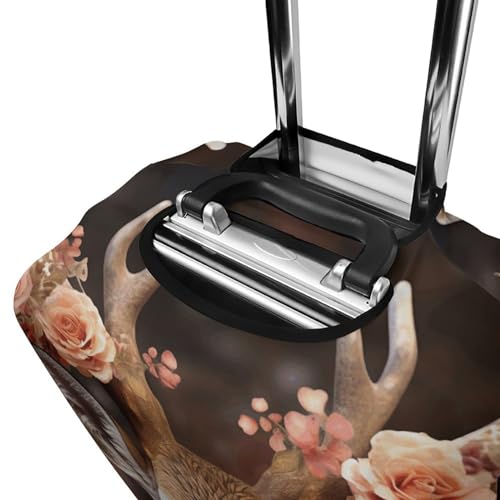 Luggage Cover Elastic Washable Suitcase Cover Dust-Proof Deer Wearing Flowers Travel Luggage Cover Fashion Suitcase Protector Thickened Baggage Cover Fit 18-32 Inch Luggage L, white4