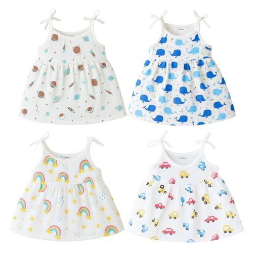 Image of Kidbea Muslin Frock for Baby Girls | Cotton Dress for Newborn Babies | Sleeveless, Tie-Up Shoulders Summer Wear Clothes