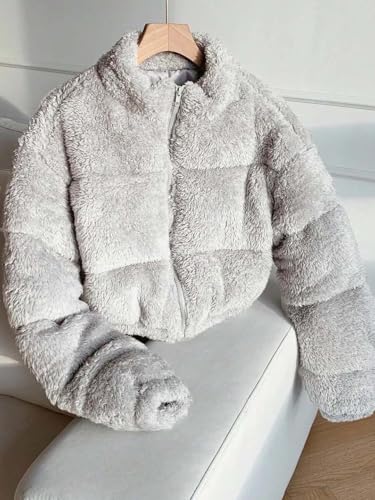 Image of KOTTY Women's Coral Fabric Winter Grey Jacket - Ultra-Soft Warm Wear with Plush Texture and Premium Comfort Fit