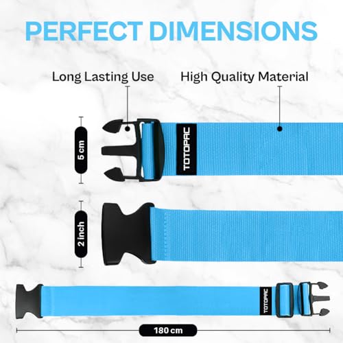 Image of 4 Pack Luggage Straps, Adjustable Suitcase Belts 72 inch x 2 inch with Quick Release Buckle, Durable Travel Accessories for Secure Luggage and Easy Identification (Blue)