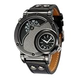 Mesuaeso watches Orologio da polso sportivo al quarzo con doppio fuso orario con quadrante grande e cinturino in pelle un accessorio alla moda for uomo orologio(Mesh+black+white)