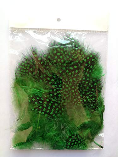 100Pcs 3"-6" Green Spotted Feathers Guinea Pheasant Feather For Crafts Dream Catcher Jewelry Decoration, Colored Turkey Chicken Plume Feathers #TOP5