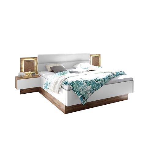 Stella Trading Capri Stilvolle Doppelbett Bettanlage mit LED-Beleuchtung...