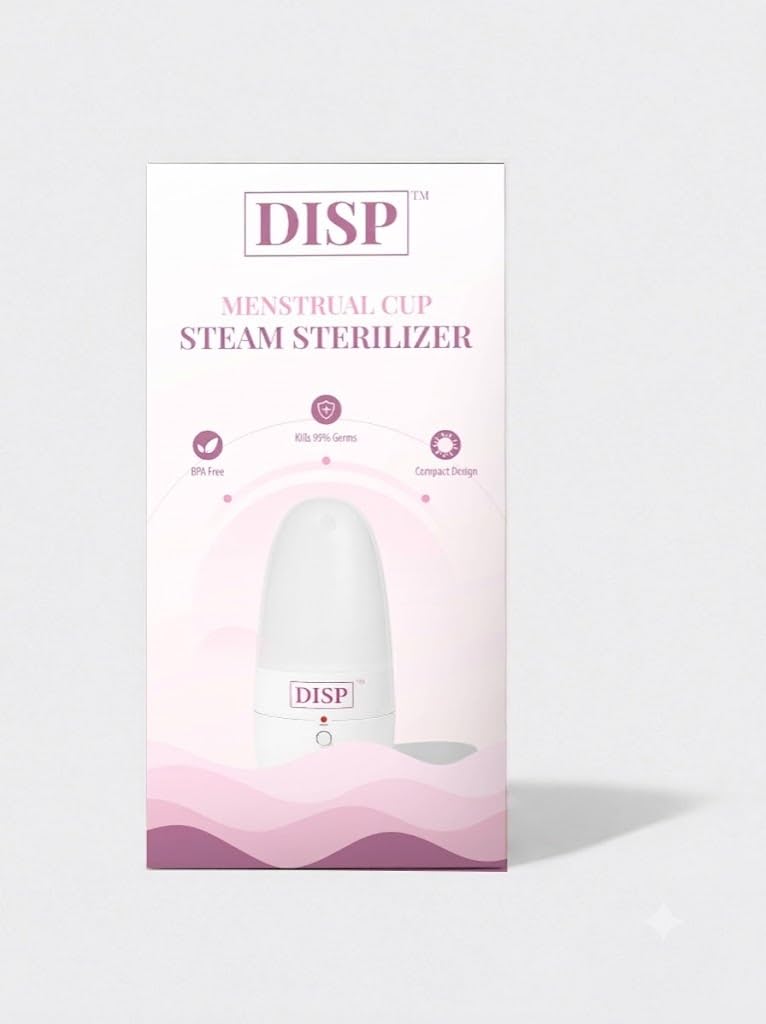 DISP Menstrual Cup Steam Sterilizer | Kills 999 Germs in 3 Minutes | OneTouch Automatic Operation Auto ShutOff | BPA Free Portable Cleaner for Women (White)-image-26