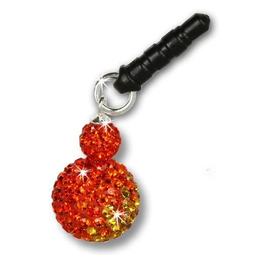 SilberDream GST002O Pendentif pour téléphone portable en forme de boule avec zircone orange en argent sterling 925 pour téléphone portable Cover